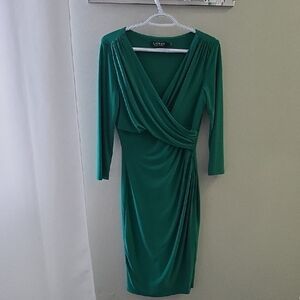 Lauren Ralph Lauren Women's Emerald Green Long Sleeve Dress